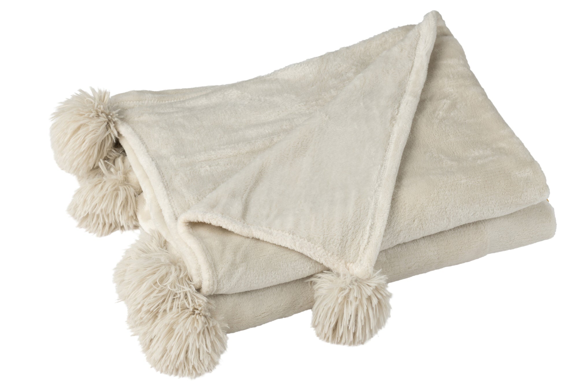 J-LINE PLAID POMPOM POLYESTER BEIGE/MINT - Tuincentrum Lopik