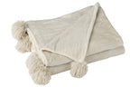 J-LINE PLAID POMPOM POLYESTER BEIGE/MINT - Tuincentrum Lopik