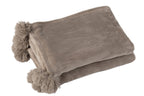 J-LINE PLAID POMPOM POLYESTER TAUPE - Tuincentrum Lopik