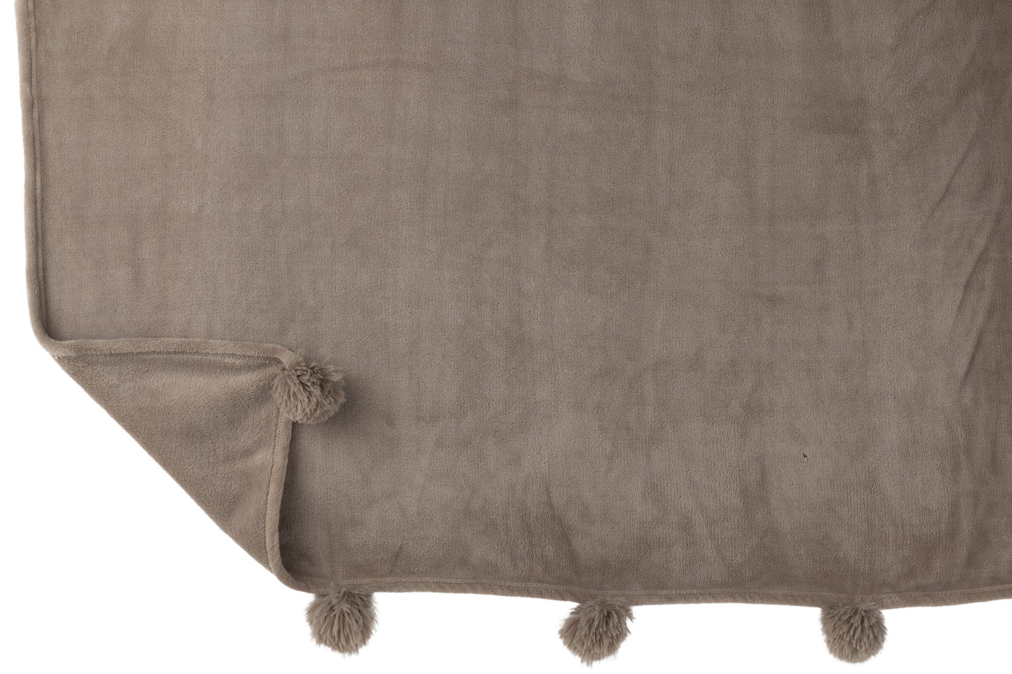 J-LINE PLAID POMPOM POLYESTER TAUPE - Tuincentrum Lopik