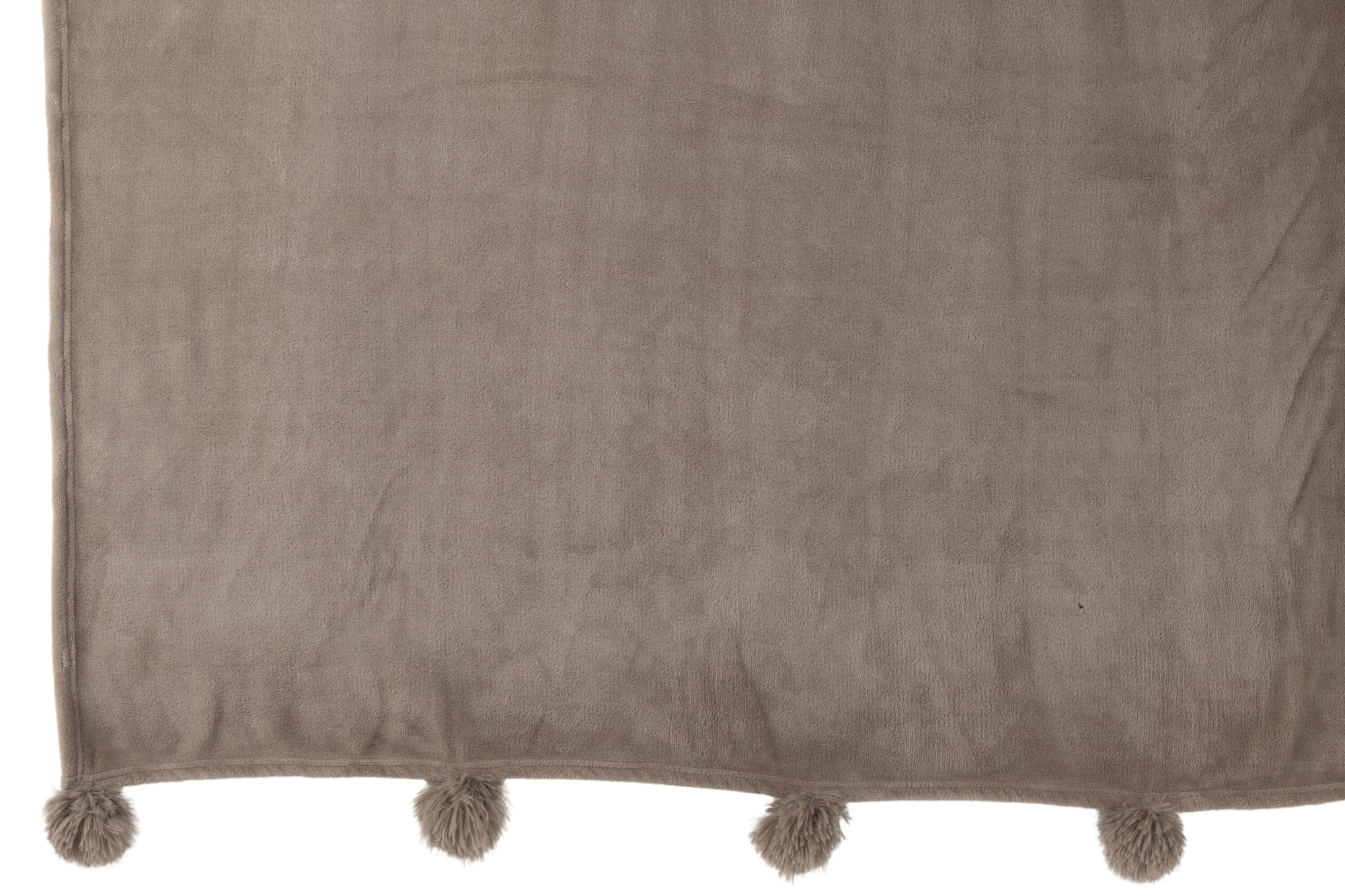 J-LINE PLAID POMPOM POLYESTER TAUPE - Tuincentrum Lopik