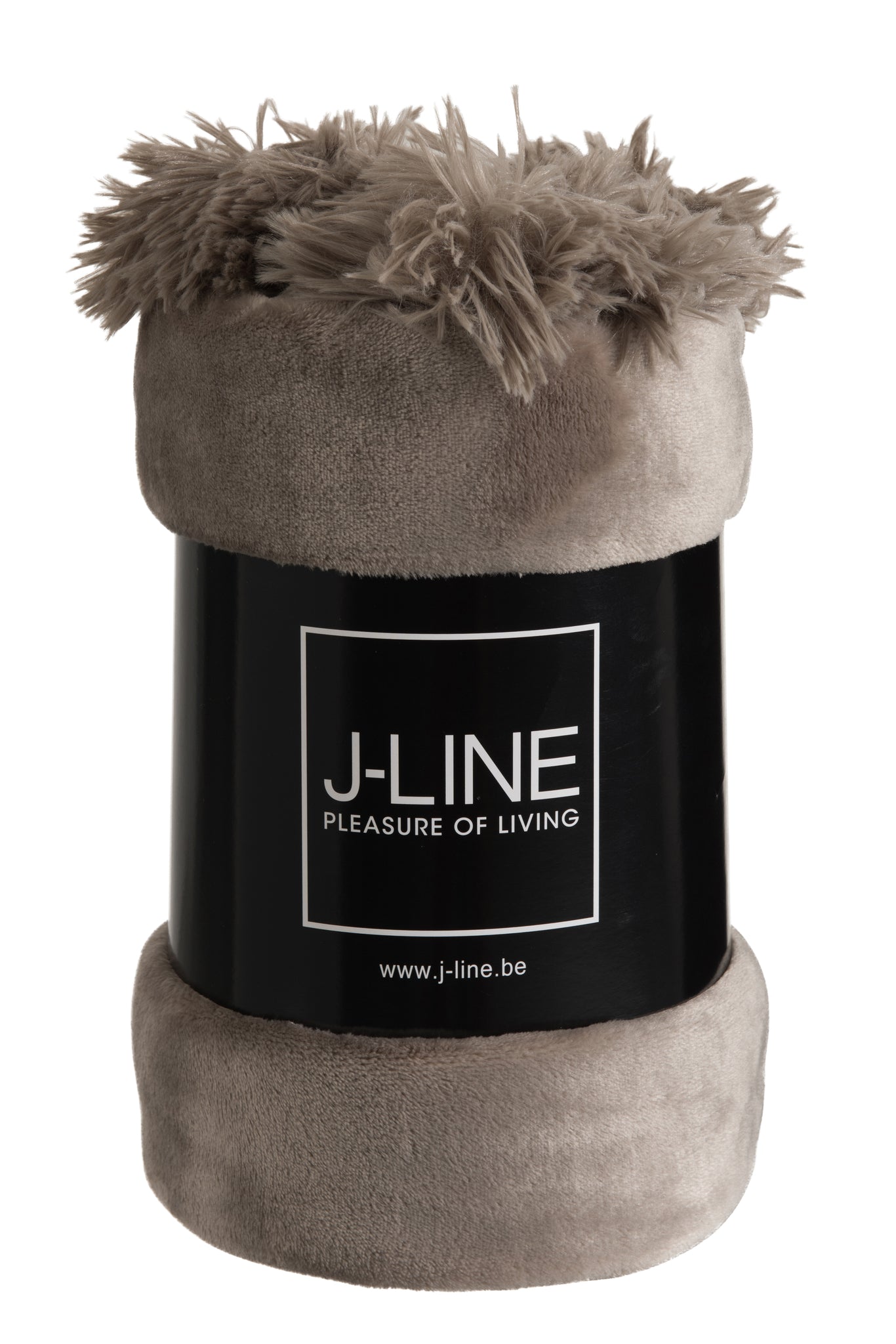 J-LINE PLAID POMPOM POLYESTER TAUPE - Tuincentrum Lopik
