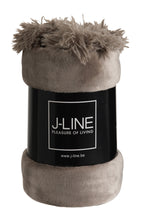 J-LINE PLAID POMPOM POLYESTER TAUPE - Tuincentrum Lopik