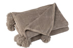 J-LINE PLAID POMPOM POLYESTER TAUPE - Tuincentrum Lopik