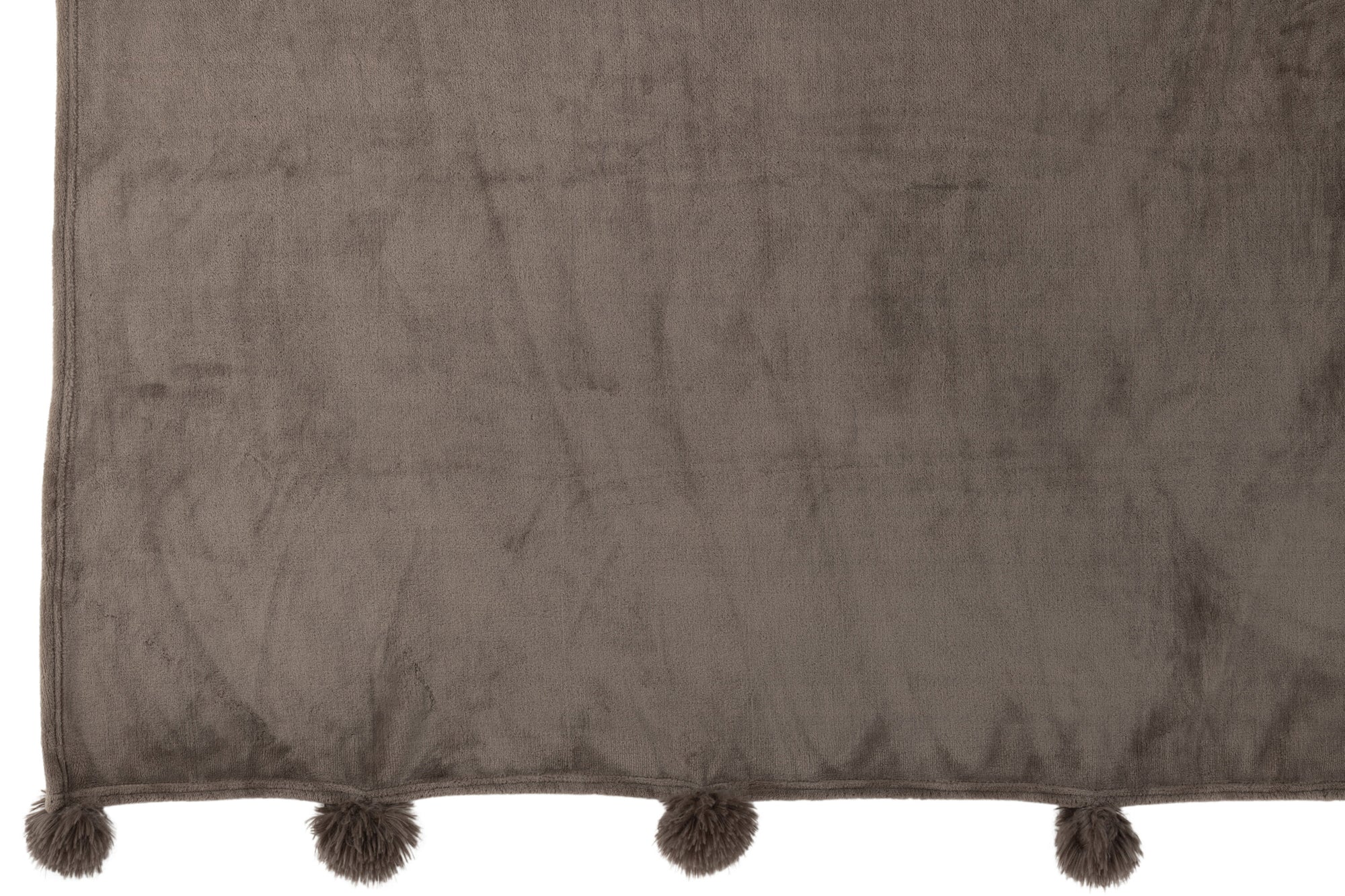 J-LINE PLAID POMPOM POLYESTER DONKER TAUPE - Tuincentrum Lopik