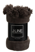 J-LINE PLAID POMPOM POLYESTER DONKER TAUPE - Tuincentrum Lopik
