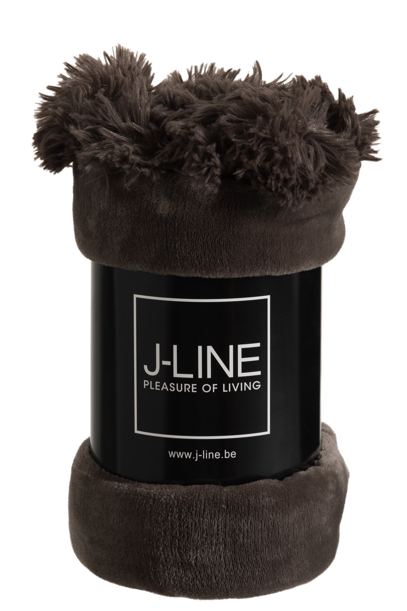 J-LINE PLAID POMPOM POLYESTER DONKER TAUPE - Tuincentrum Lopik