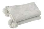 J-LINE PLAID POMPOM POLYESTER LICHTGRIJS - Tuincentrum Lopik