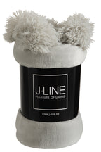 J-LINE PLAID POMPOM POLYESTER LICHTGRIJS - Tuincentrum Lopik
