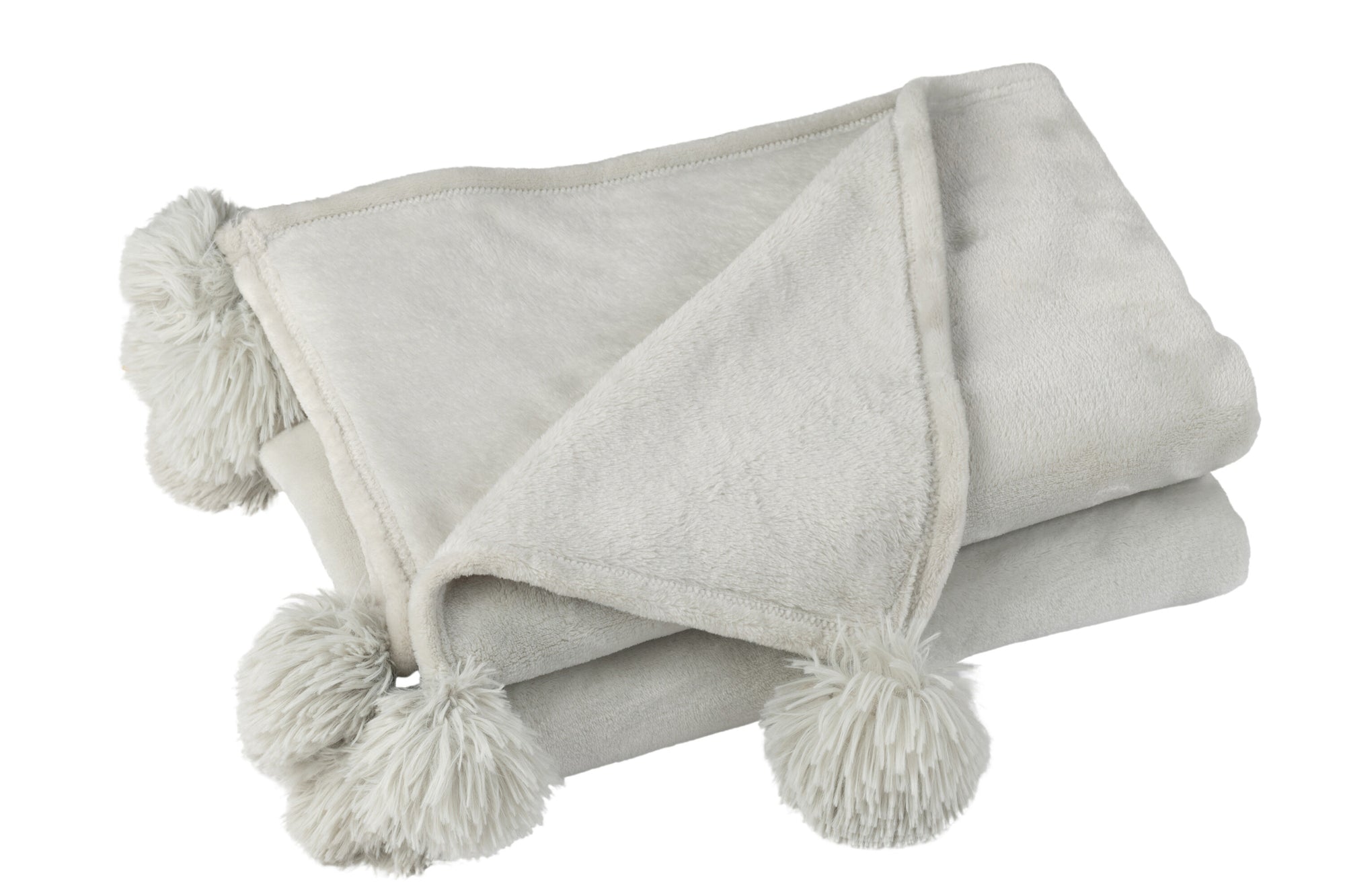 J-LINE PLAID POMPOM POLYESTER LICHTGRIJS - Tuincentrum Lopik