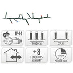 Microcluster - 1200 Led - 24M - Multicolor - Timer - Lichtfuncties - Geheugen - Buiten