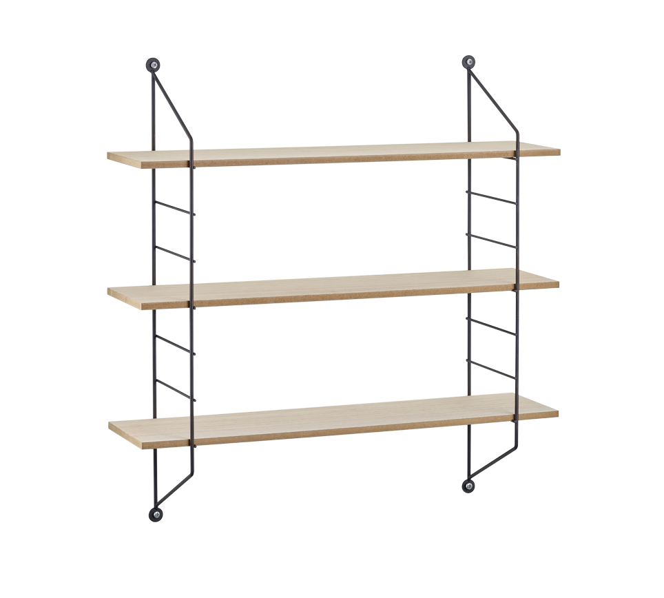MIRRORS AND MORE WANDPLANK CLARA METAAL/HOUT ZWART/WIT 62 CM