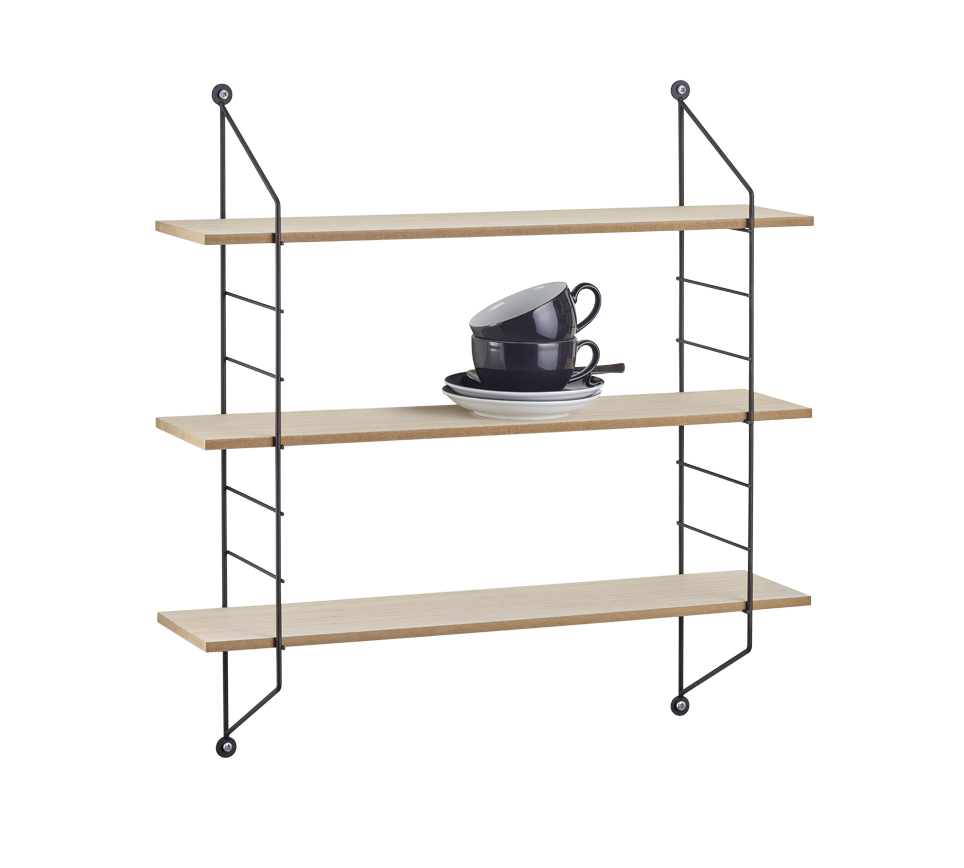 MIRRORS AND MORE WANDPLANK CLARA METAAL/HOUT ZWART/WIT 62 CM