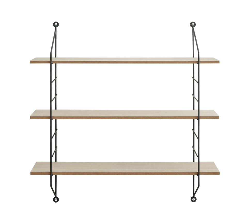 MIRRORS AND MORE WANDPLANK CLARA METAAL/HOUT ZWART/WIT 62 CM