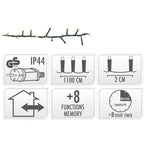 Microcluster - 560 Led - 11M - Warm Wit - Timer - Lichtfuncties - Geheugen - Buiten