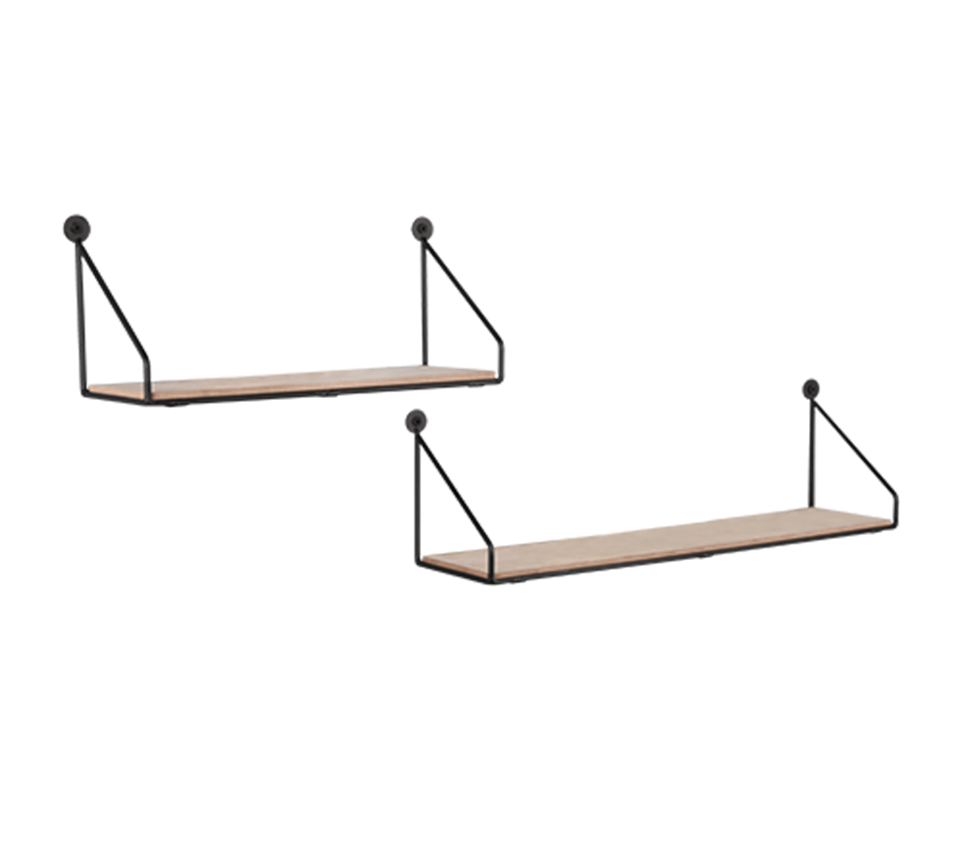 MIRRORS AND MORE WANDPLANK DANA METAAL/HOUT ZWART 45 CM