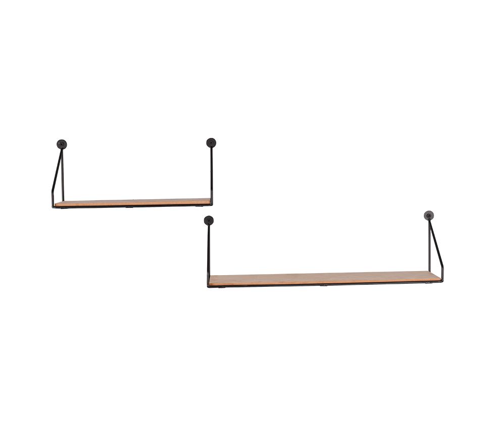 MIRRORS AND MORE WANDPLANK DANA METAAL/HOUT ZWART 45 CM