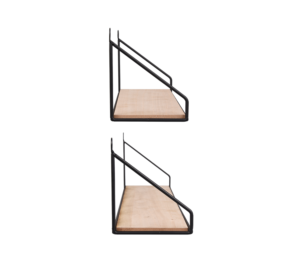 MIRRORS AND MORE WANDPLANK DANA METAAL/HOUT ZWART 45 CM