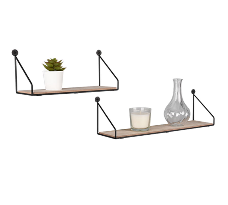 MIRRORS AND MORE WANDPLANK DANA METAAL/HOUT ZWART 45 CM