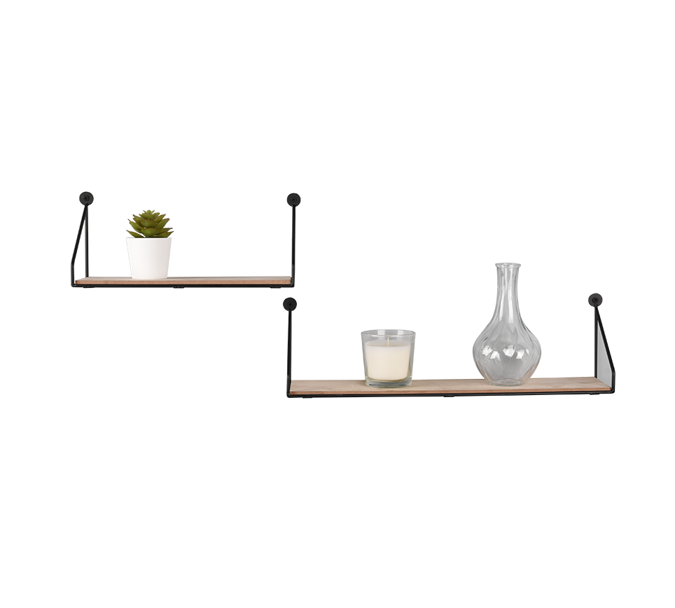 MIRRORS AND MORE WANDPLANK DANA METAAL/HOUT ZWART 45 CM