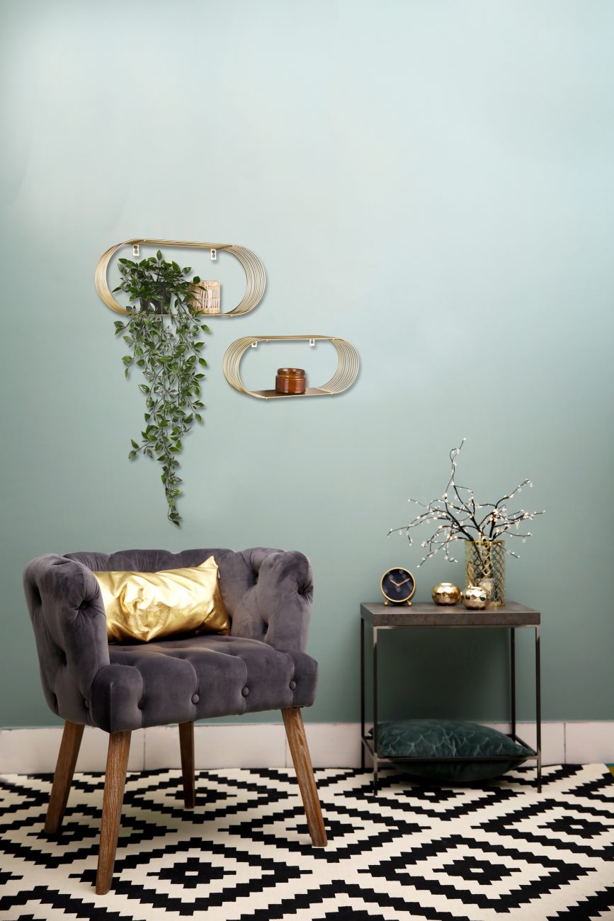 MIRRORS AND MORE WANDPLANK JOYCE METAAL GOUD 43 CM