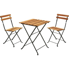 Ambiance Bistroset - Teaklook - Inklapbaar - Metaal - Hout
