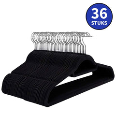 Ceruzo 36 X Anti-Slip Kledinghangers Met Broeklat - Zwart