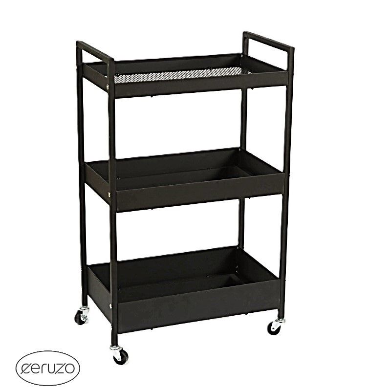 Keukentrolley - 3 Lagen - Metaal - Zwart