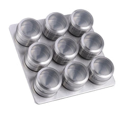Kruidenrek Magnetisch - 9 Rvs Kruidenpotjes