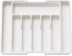 Verstelbare Bestekbak - Uitschuifbaar Naar 8 Vaks - 33-57 X 38 X 5.5 Cm - Wit