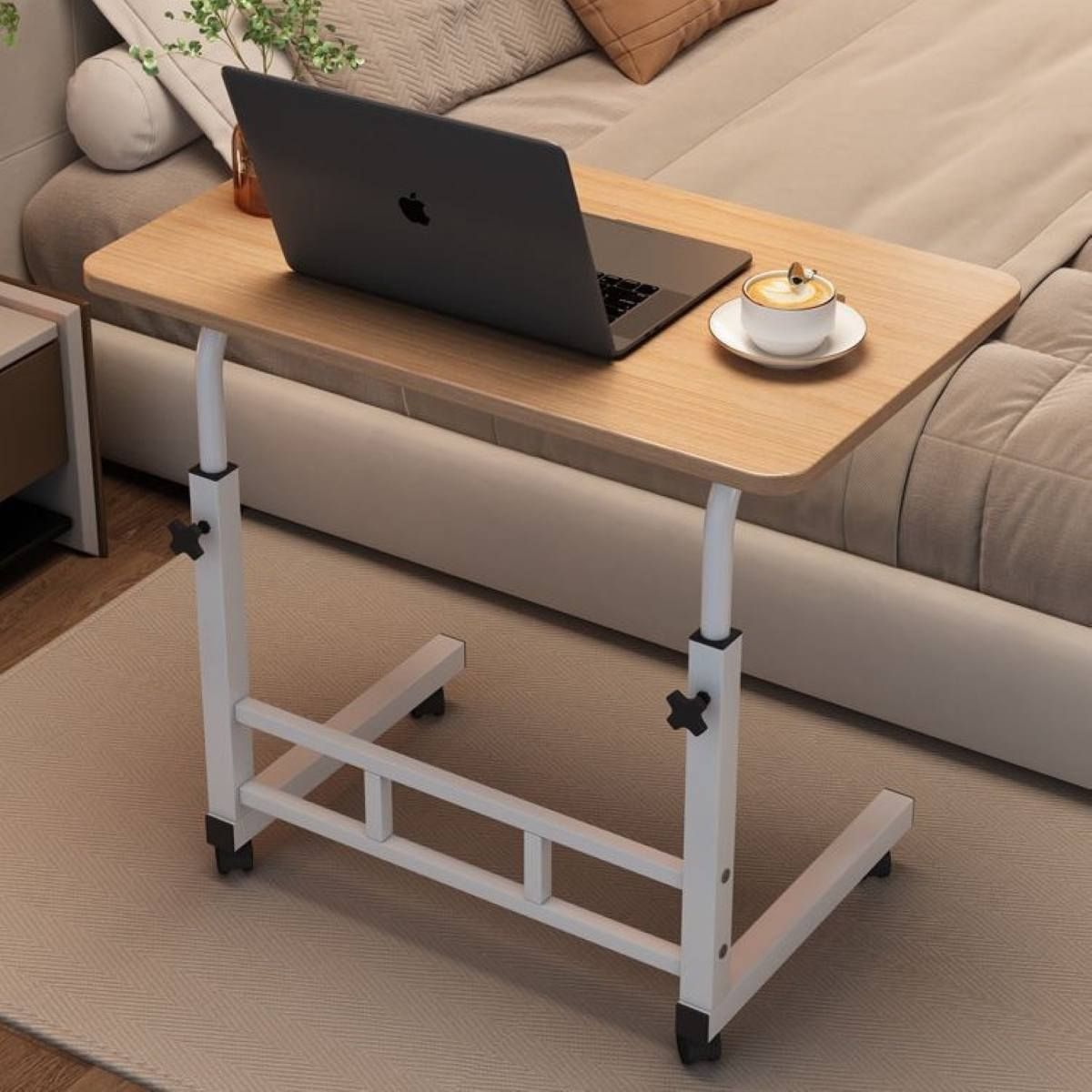 Ceruzo Laptoptafel - Verrijdbare Bedtafel - Verstelbaar In Hoogte - 80X40Cm