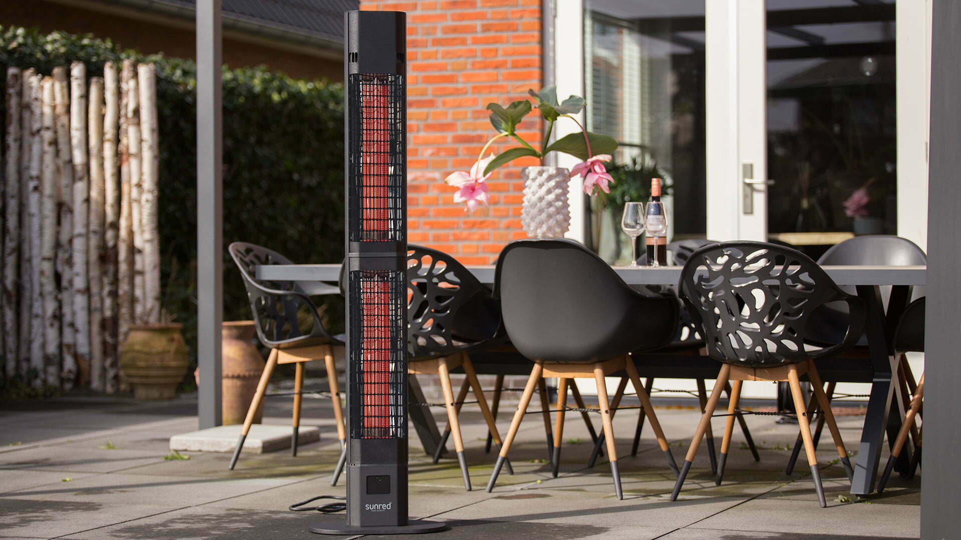 SUNRED VALENCIA LOUNGE DARK STAAND TERRASVERWARMER ZWART 3000W RD-DARK-3000L