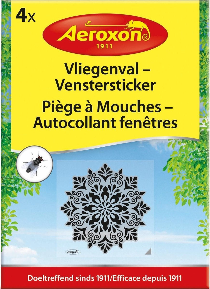VLIEGENVAL VENSTERSTICKER PLAKSTRIPS 4 STUKS