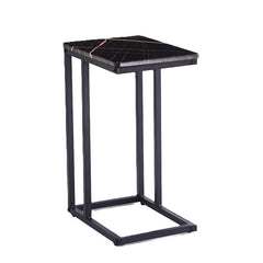 Ceruzo Bijzettafel - Banktafeltje - Metaal En Mdf - Zwart-Pink Marble