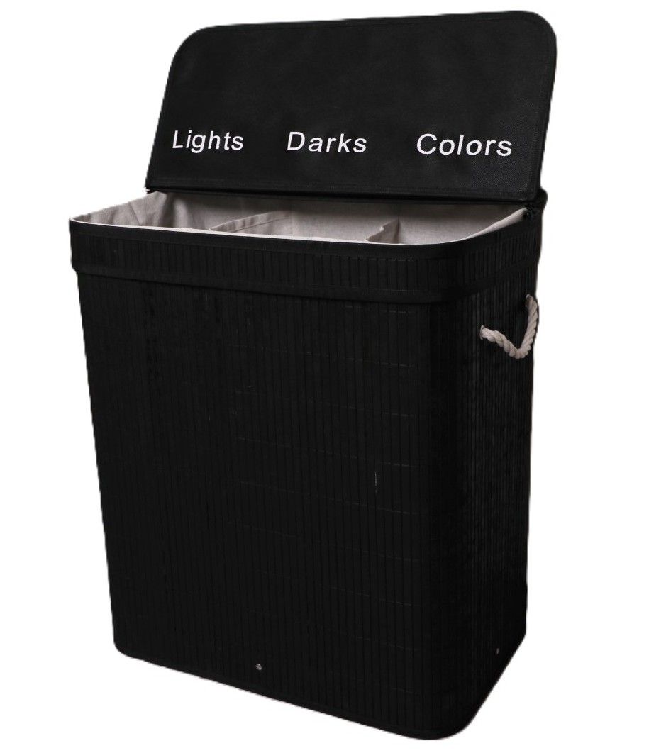 Ceruzo Wasmand Met 3 Vakken - Wassorteerder - Zwart