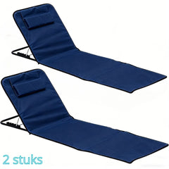 Ceruzo Strandmat - 2 Stuks - Donkerblauw - 145X47X40 Cm