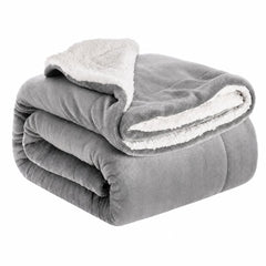 Ceruzo Sherpa Fleece Deken - 150X200 Cm - Licht Grijs