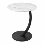 Ceruzo Bijzettafel - Wit Gemarmerd Blad - Rond 40 Cm - Hoog 60 Cm