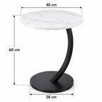 Ceruzo Bijzettafel - Wit Gemarmerd Blad - Rond 40 Cm - Hoog 60 Cm