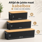 Ceruzo Kabelbox Zwart - 3-Delig