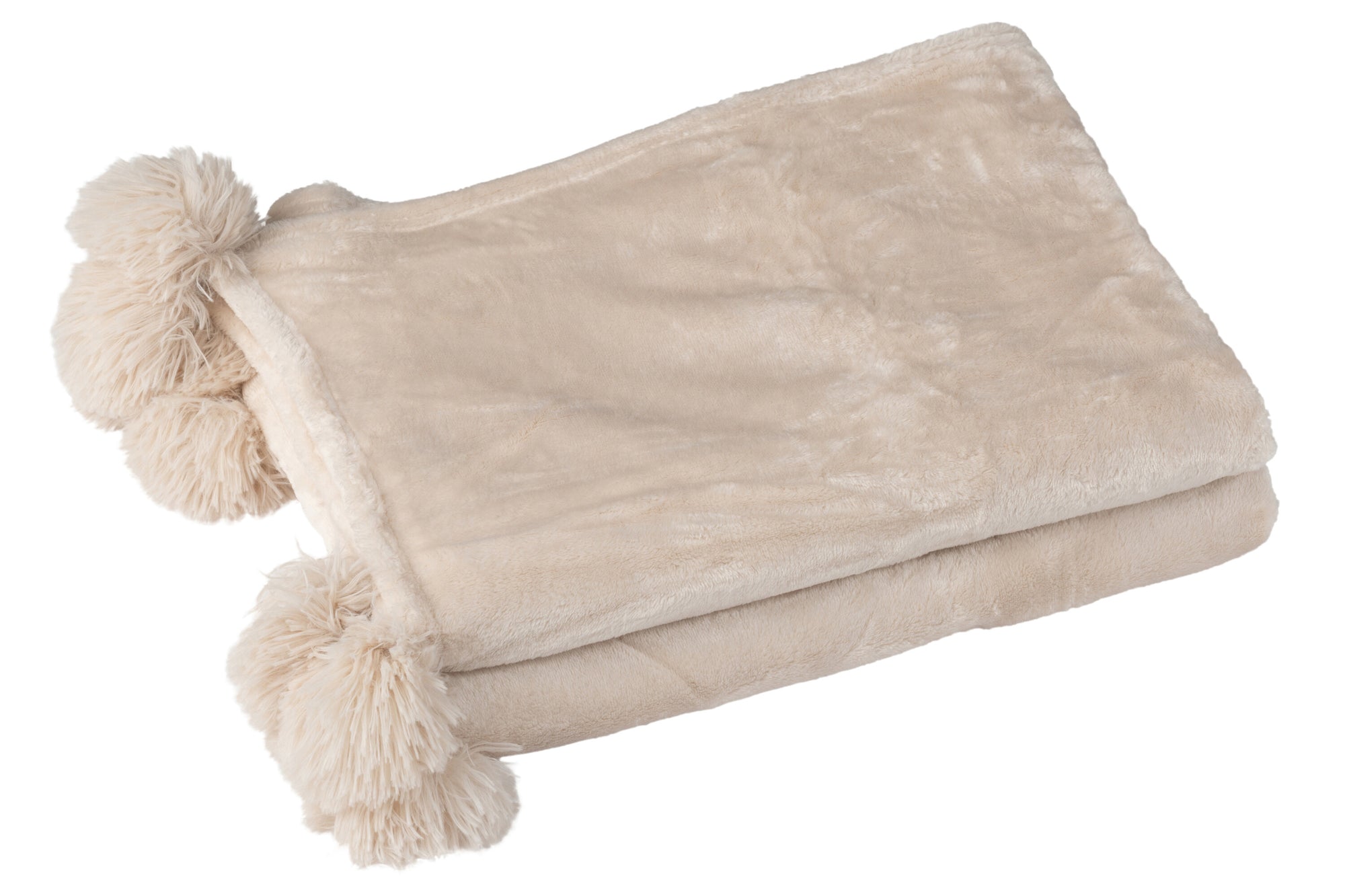 J-LINE PLAID POMPOM POLYESTER LICHT BEIGE - Tuincentrum Lopik