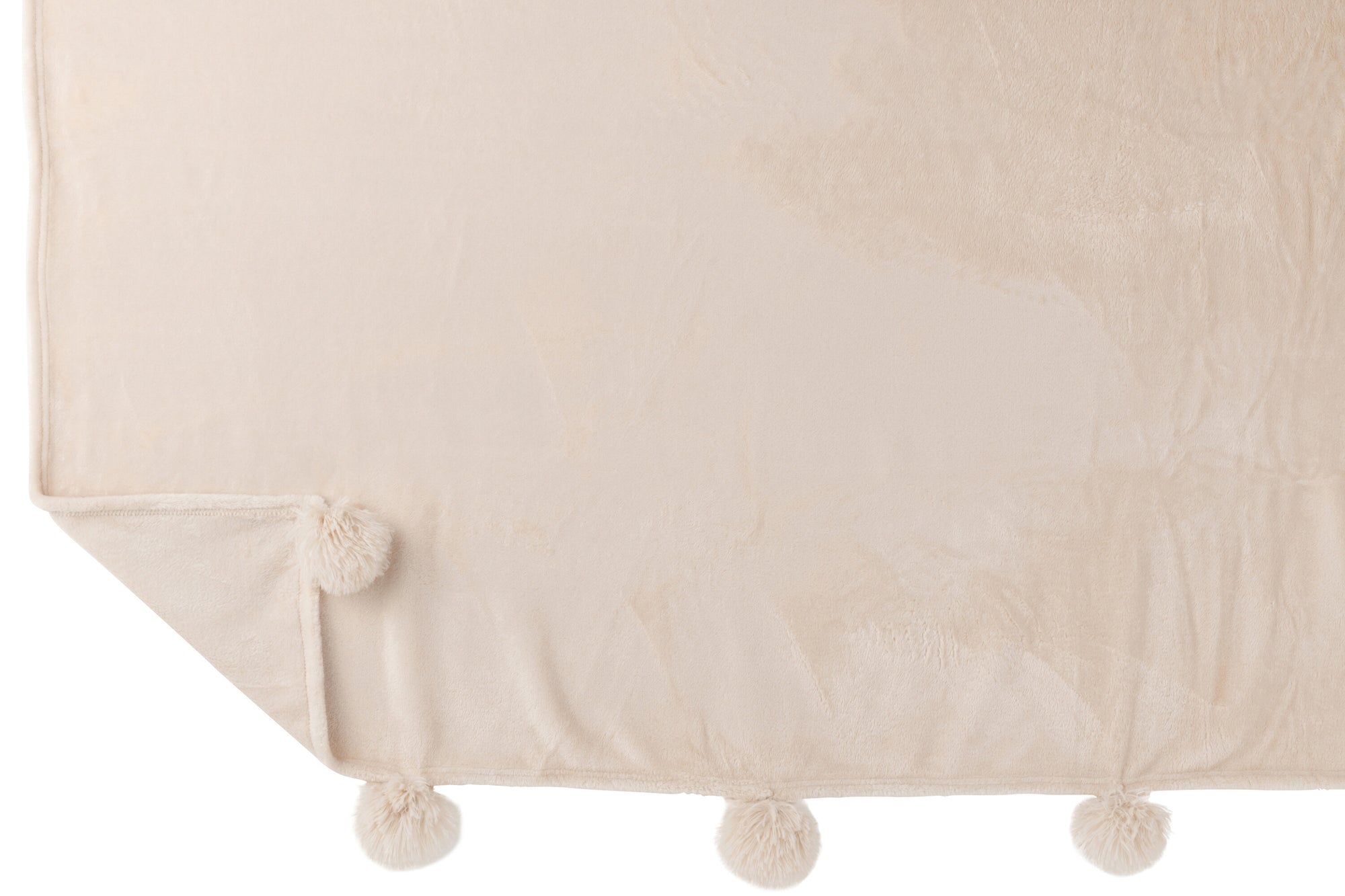 J-LINE PLAID POMPOM POLYESTER LICHT BEIGE - Tuincentrum Lopik