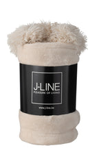 J-LINE PLAID POMPOM POLYESTER LICHT BEIGE - Tuincentrum Lopik
