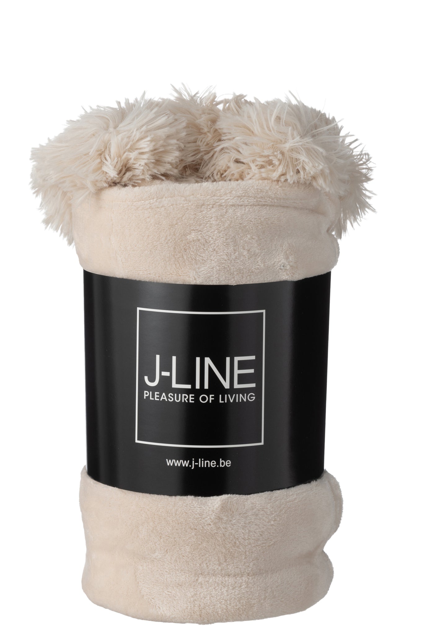 J-LINE PLAID POMPOM POLYESTER LICHT BEIGE - Tuincentrum Lopik