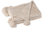 J-LINE PLAID POMPOM POLYESTER LICHT BEIGE - Tuincentrum Lopik