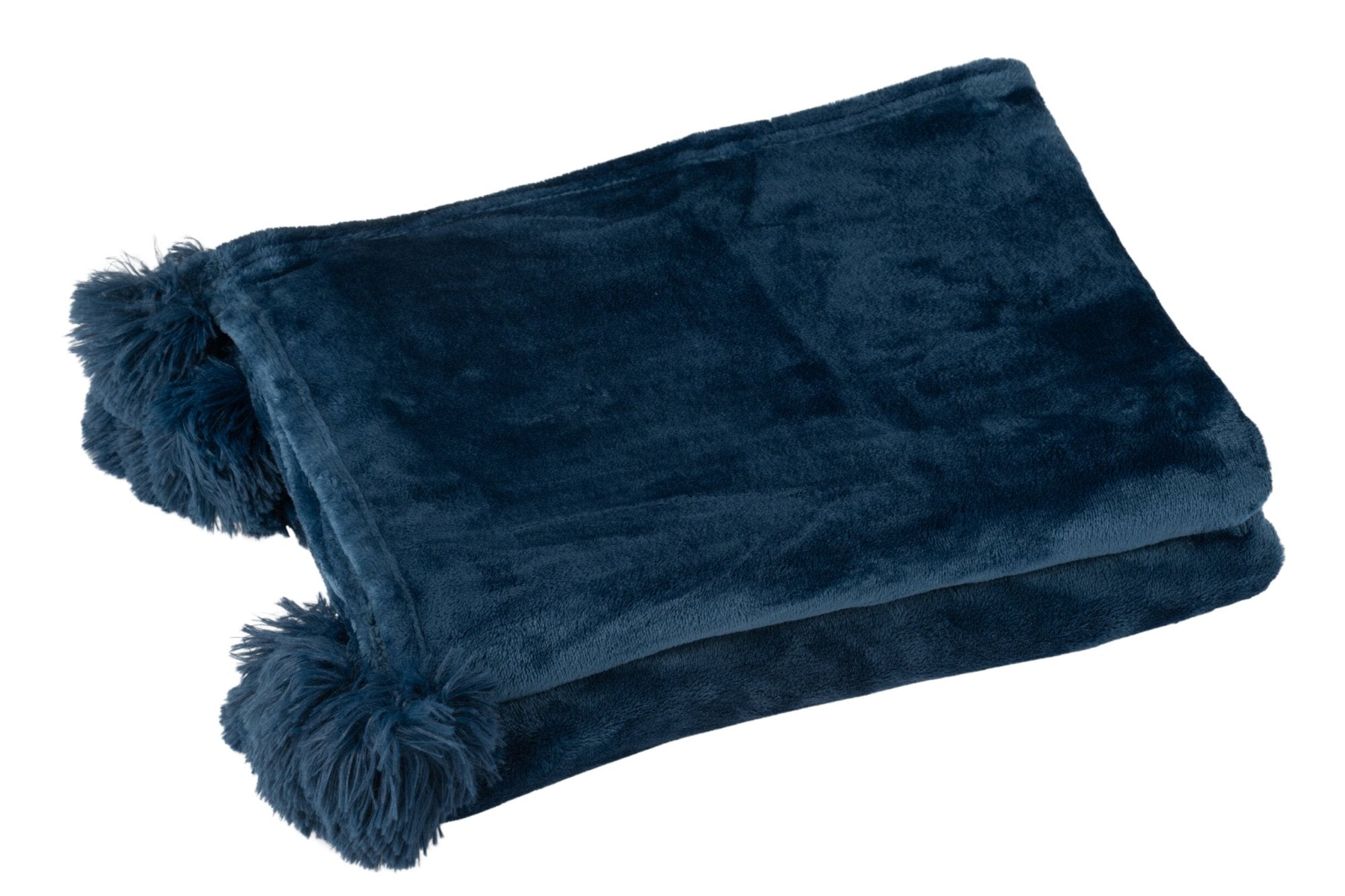 J-LINE PLAID POMPOM POLYESTER BLAUW
