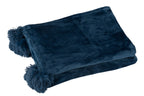 J-LINE PLAID POMPOM POLYESTER BLAUW