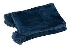 J-LINE PLAID POMPOM POLYESTER BLAUW