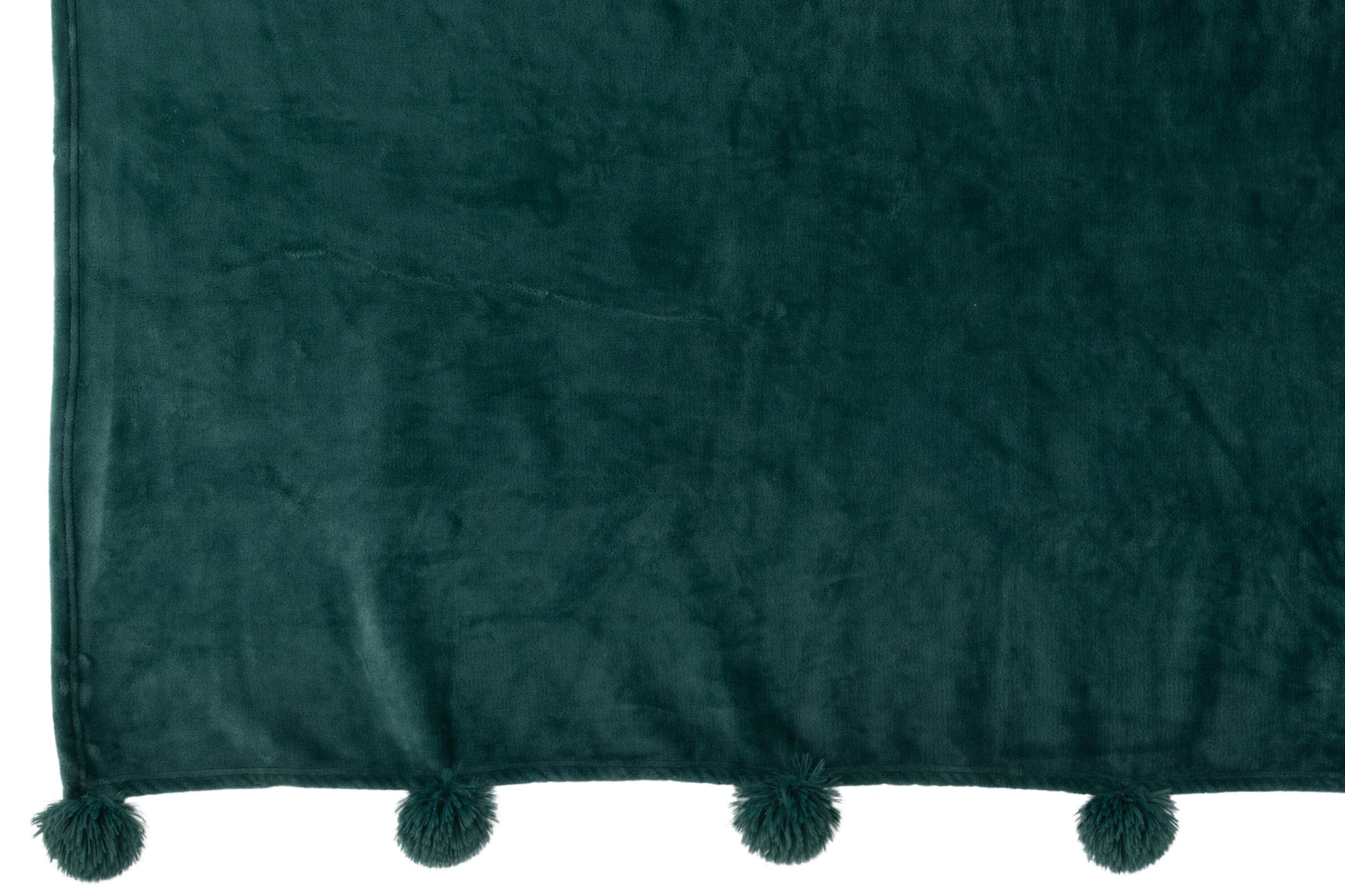 J-LINE PLAID POMPOM POLYESTER DONKERGROEN 170 X 130 CM