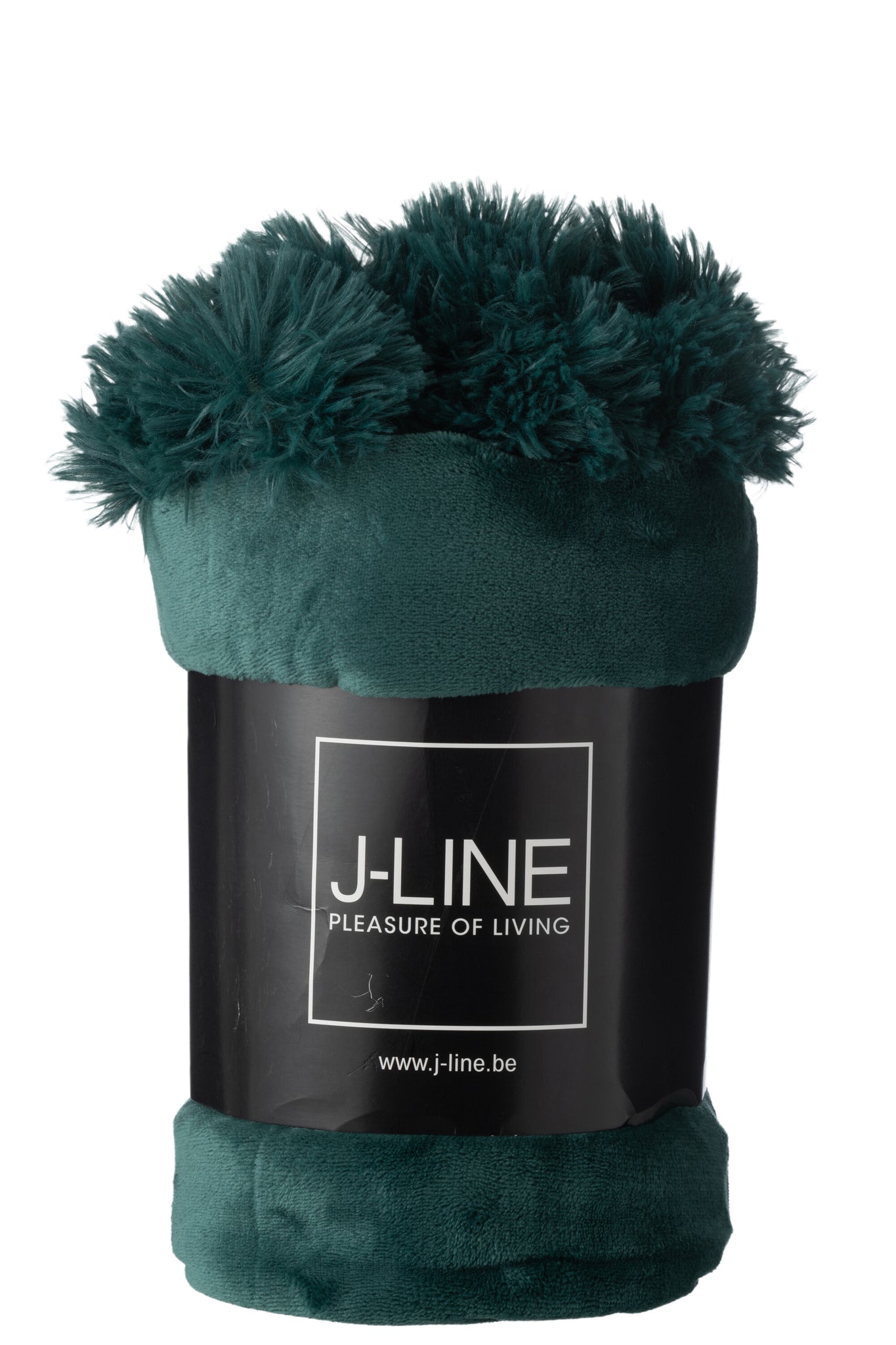 J-LINE PLAID POMPOM POLYESTER DONKERGROEN 170 X 130 CM